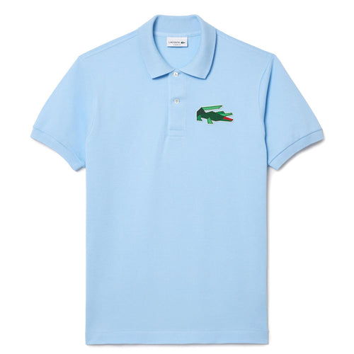 Enlarged Croc Cotton Knit Polo Blue - AW24