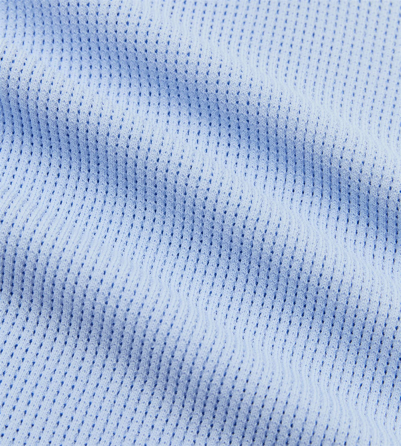Pointelle Knit V-Neck Polo Dusty Blue