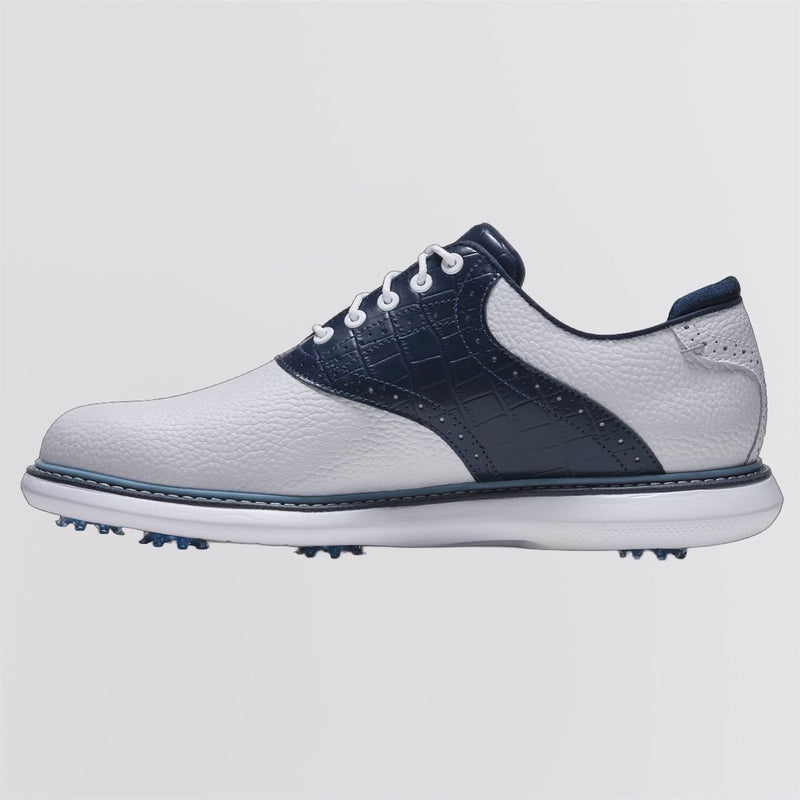 FJ Traditions Spiked Golf Shoes White/Navy/Blue