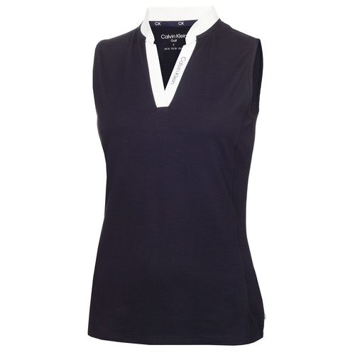 Ärmelloses Poloshirt aus Dayton-Baumwollmischung für Damen, Marineblau – SS24