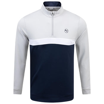 Pure Colourblock Quarter Zip Mid Layer Grey/Navy