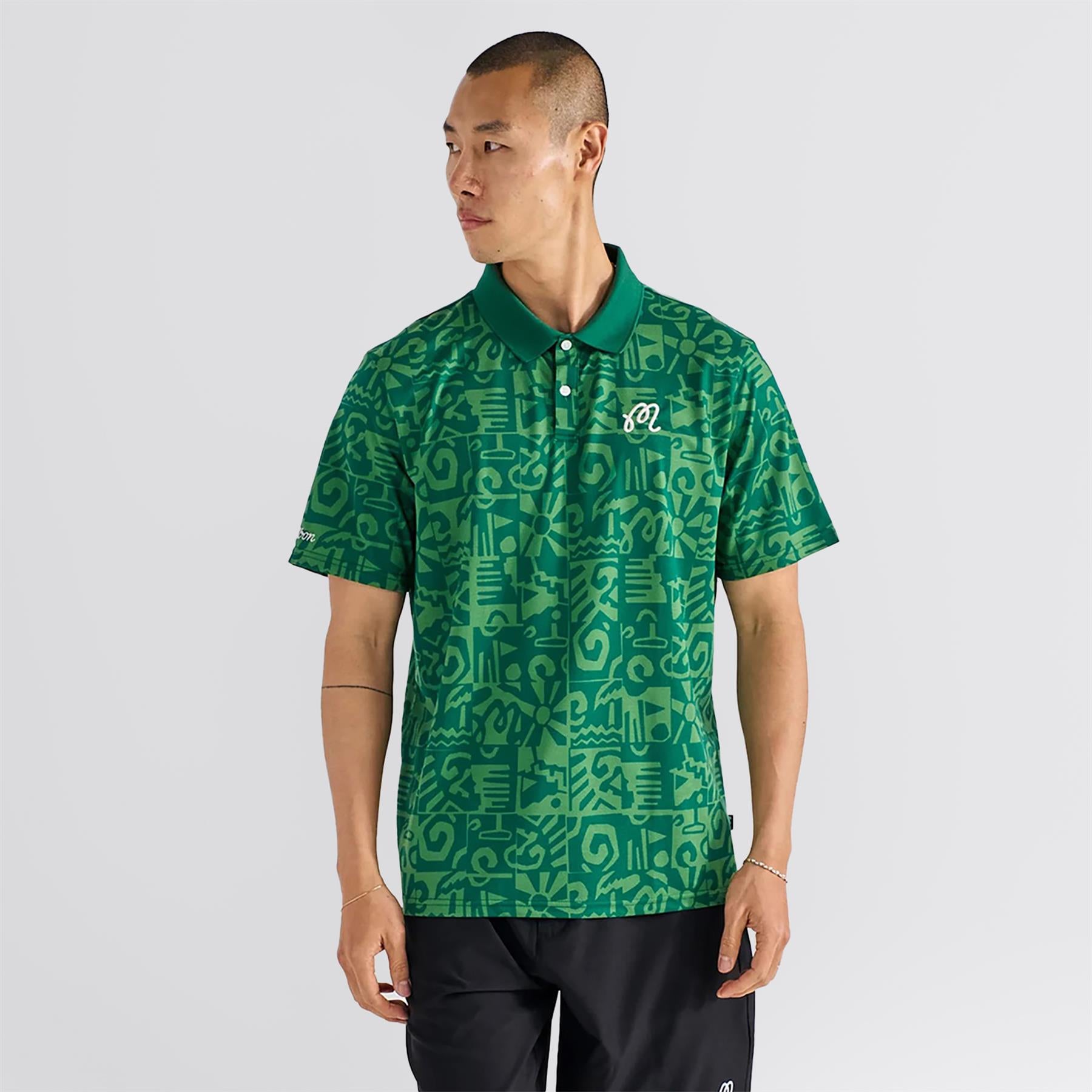 Mezzo Performace Pique Printed Polo Kelly Green