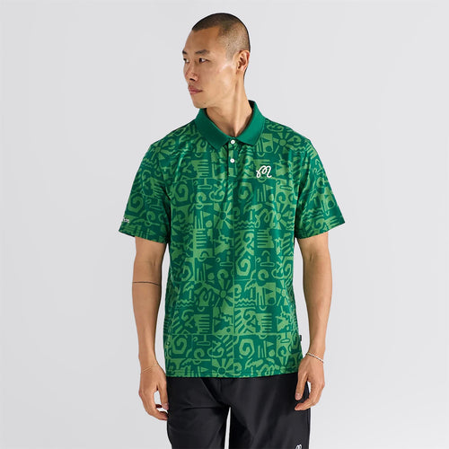 Mezzo Performace Pique Printed Polo Kelly Green