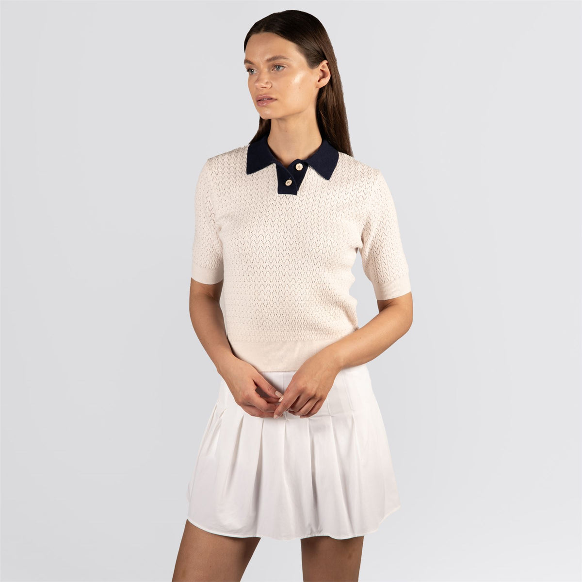 Christy Polo Pinky Pinky White/Legacy Navy