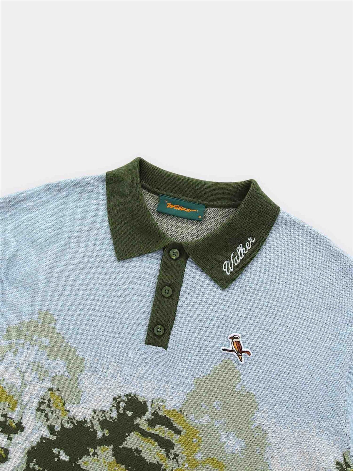 Blooming Grounds Knit Polo Garden Sky