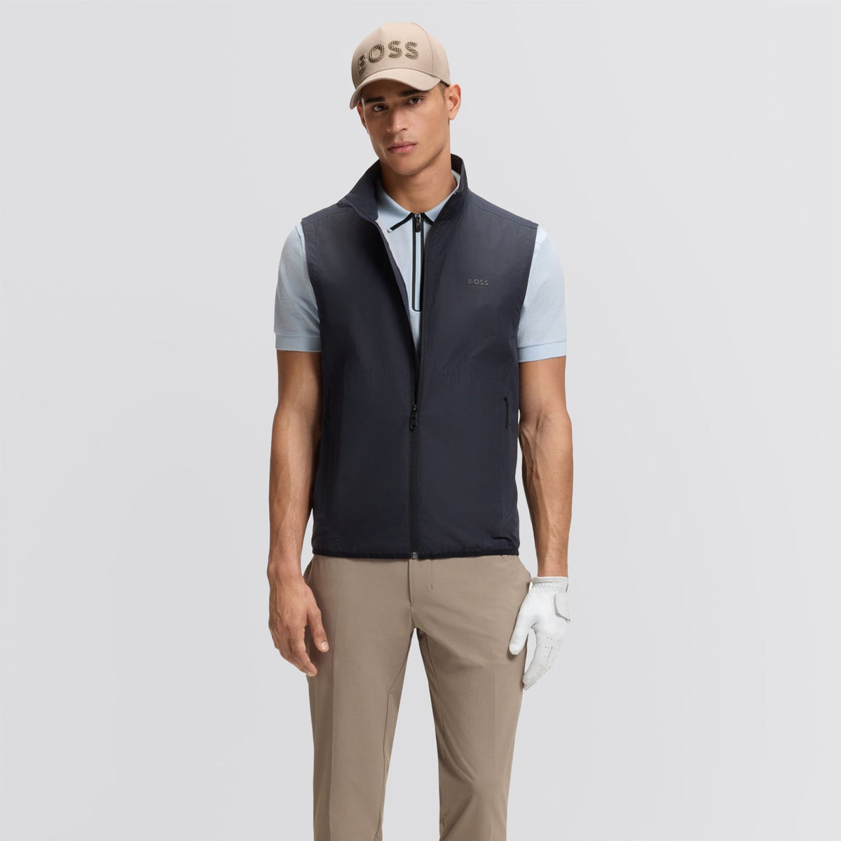Terrace Zip Polo Open Blue