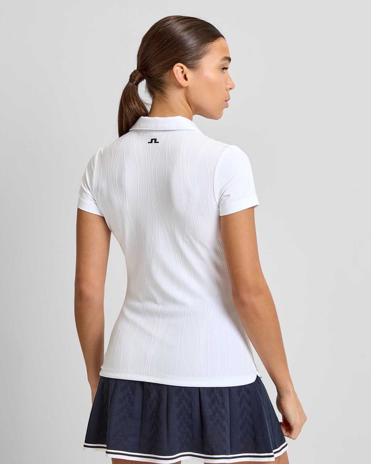 Marlie Jacquard V-Neck Polo White