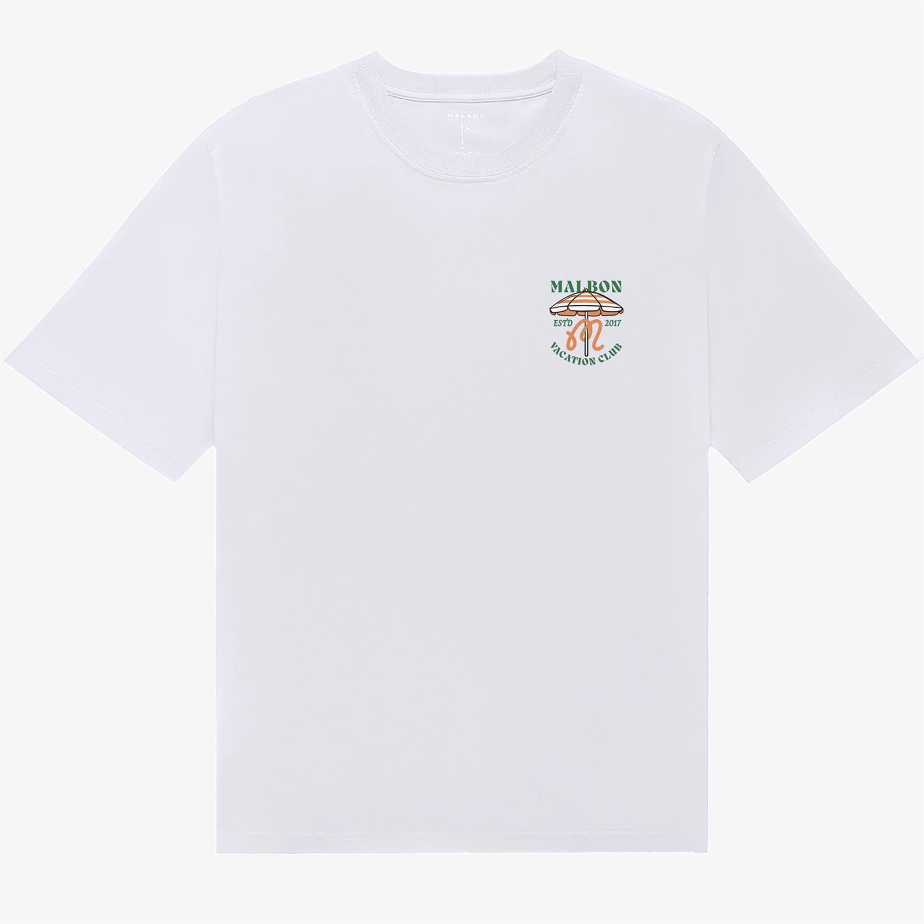 Tシャツ・カットソー Malbon Golf Travel Round T-Shirt WHITE M4123PRS01WHT Malbon Golf Vacation Club T-Shirt White | TRENDYGOLF UK
