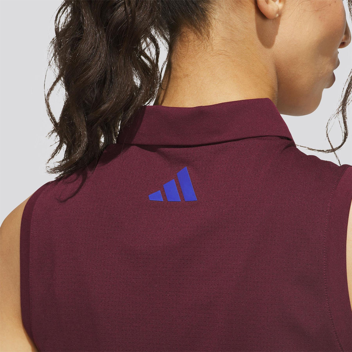 Beyond The Course Crop Twistknit Polo Shirt Maroon