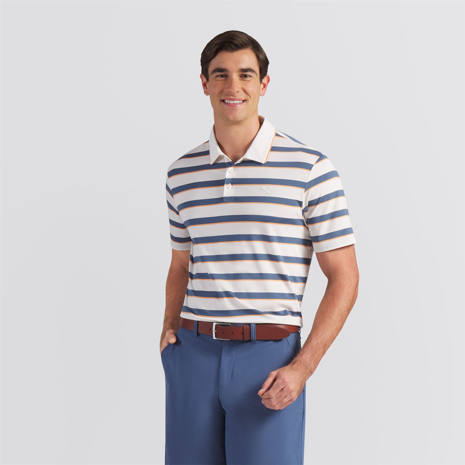 Cloudspun Stripe Polo Shirt Warm White/Dark Indigo