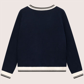 Golf Club Merino Wool Cardigan Navy