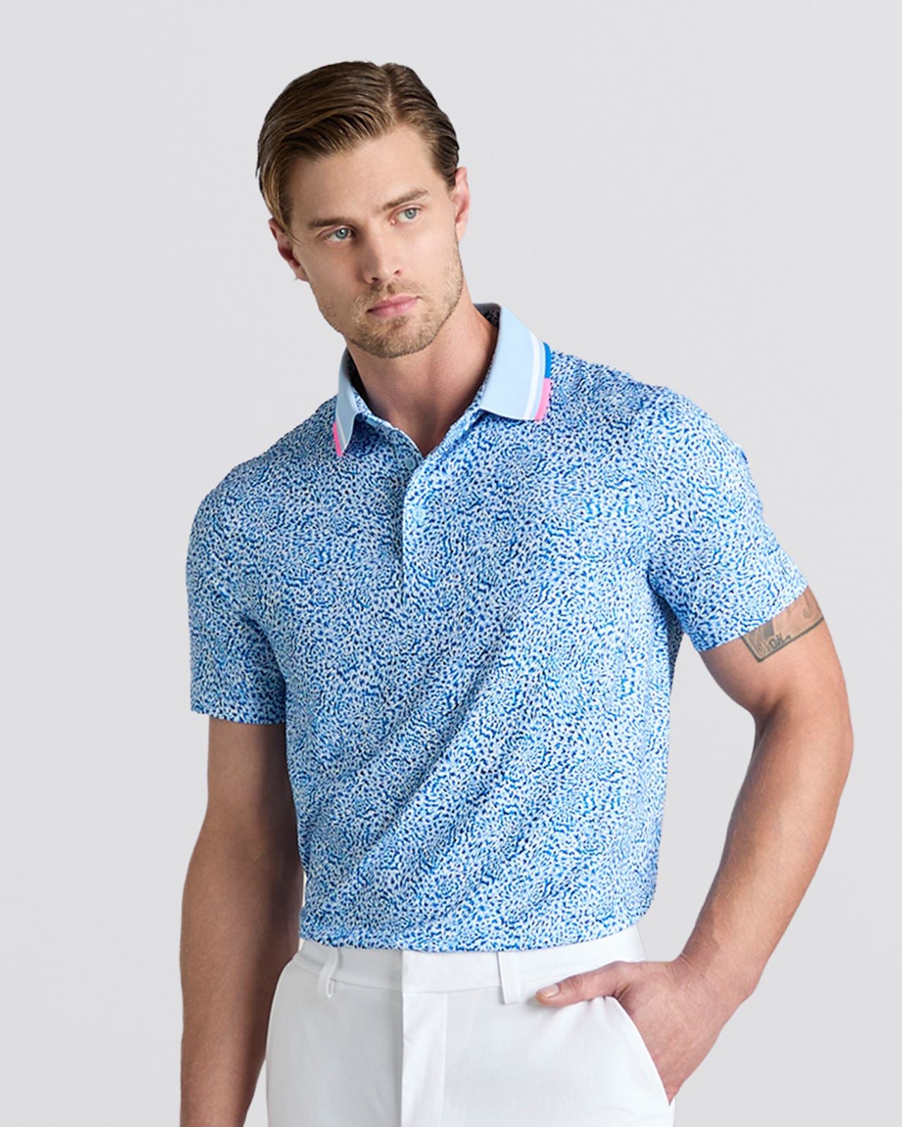 Fireworks Print Tech Jersey Polo Baja