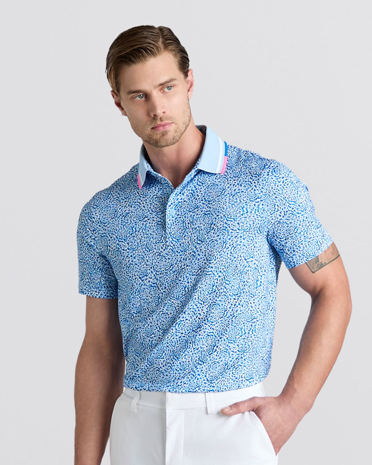 Fireworks Print Tech Jersey Polo Baja