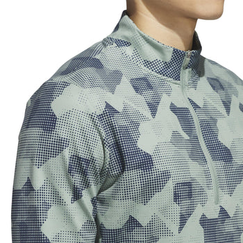 Go-To Printed Quarter Zip Mid Layer Silver Green