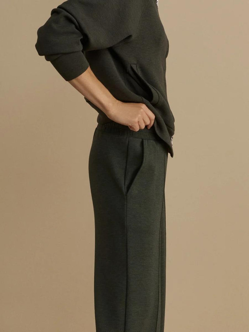 The Wide Leg 28 Inch Trousers Olive Marl