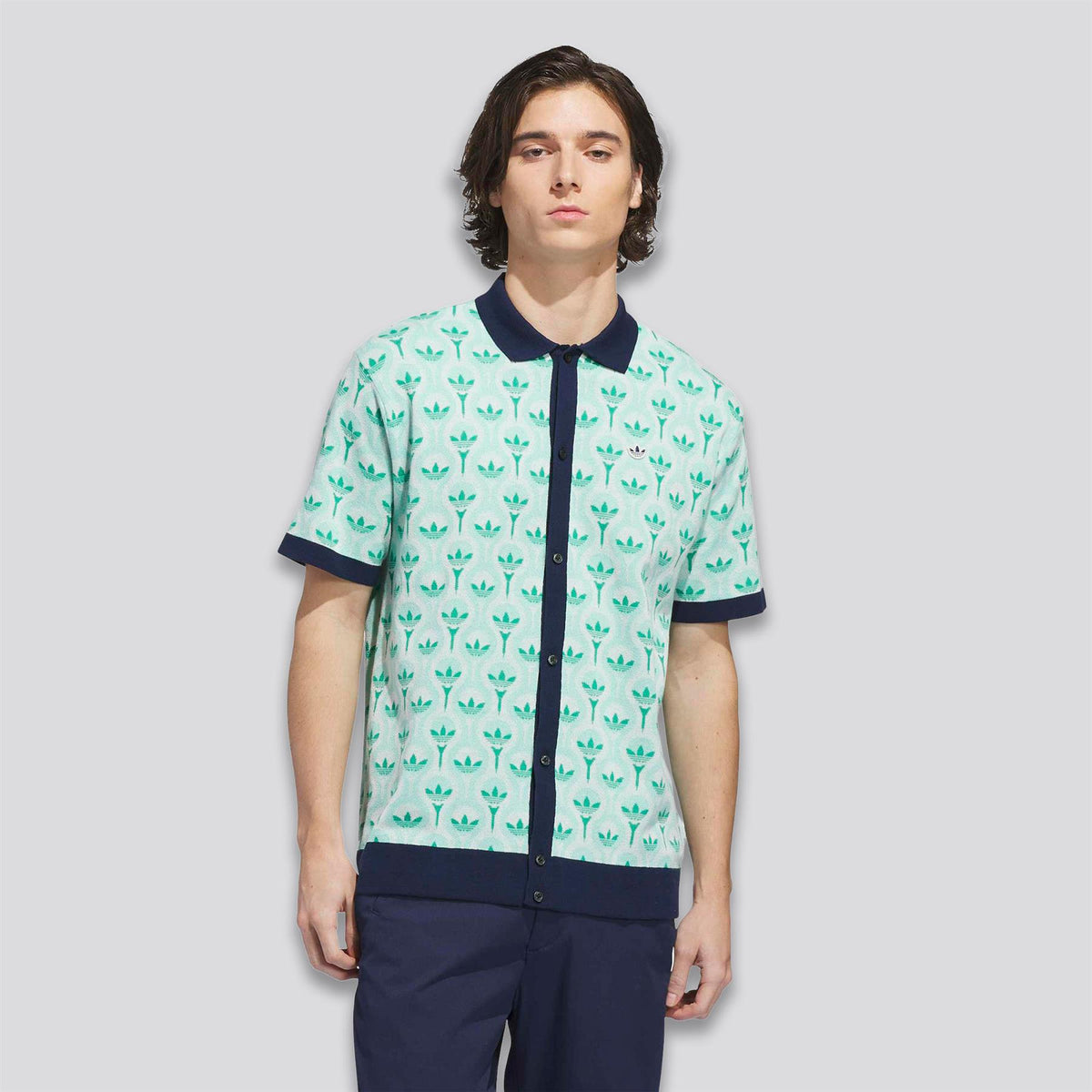 Originals Knit Polo White/Clear Mint/Court Green