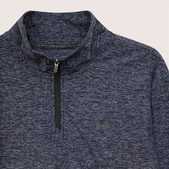 Panelled Mesh Quarter Zip Mid Layer Navy
