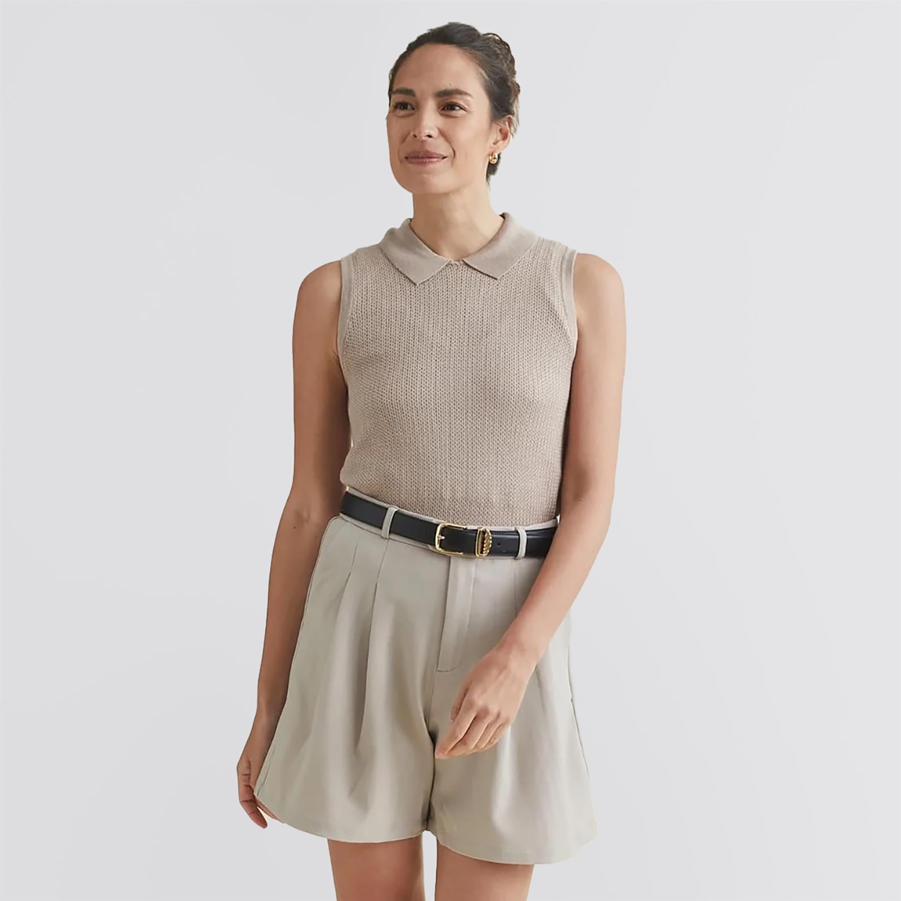 Crochet Sleeveless Top Cobblestone