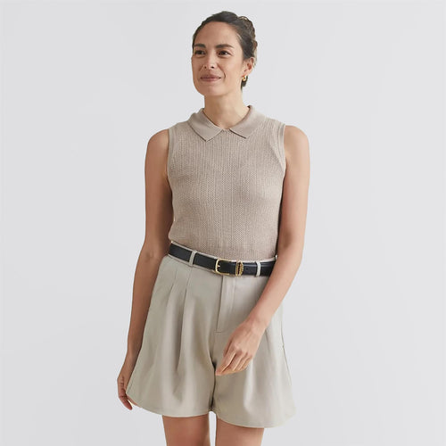 Crochet Sleeveless Top Cobblestone