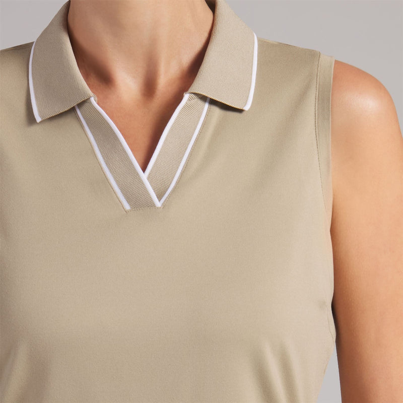 Cloudspun Essential Sleeveless Polo Shirt Iced Coffee