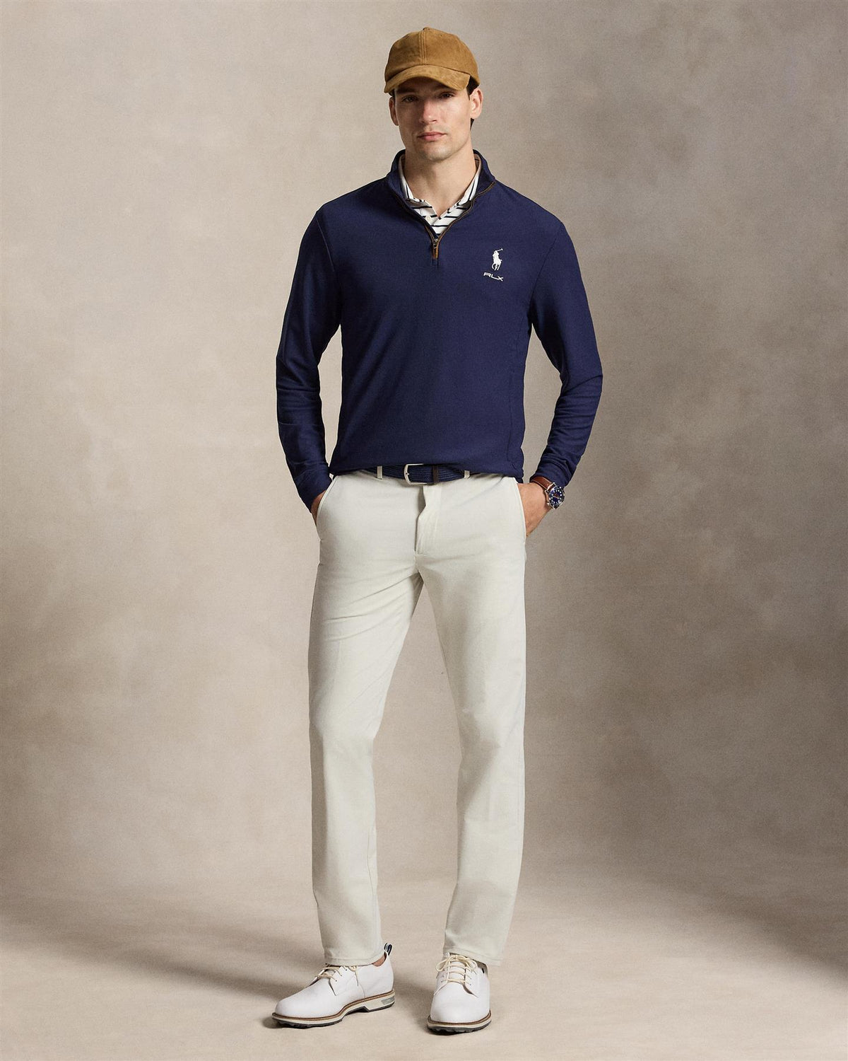 Mesh Quarter Zip Pullover Refined Navy