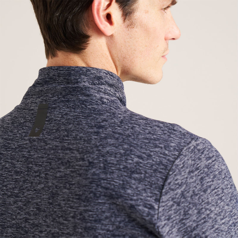 Panelled Mesh Quarter Zip Mid Layer Navy