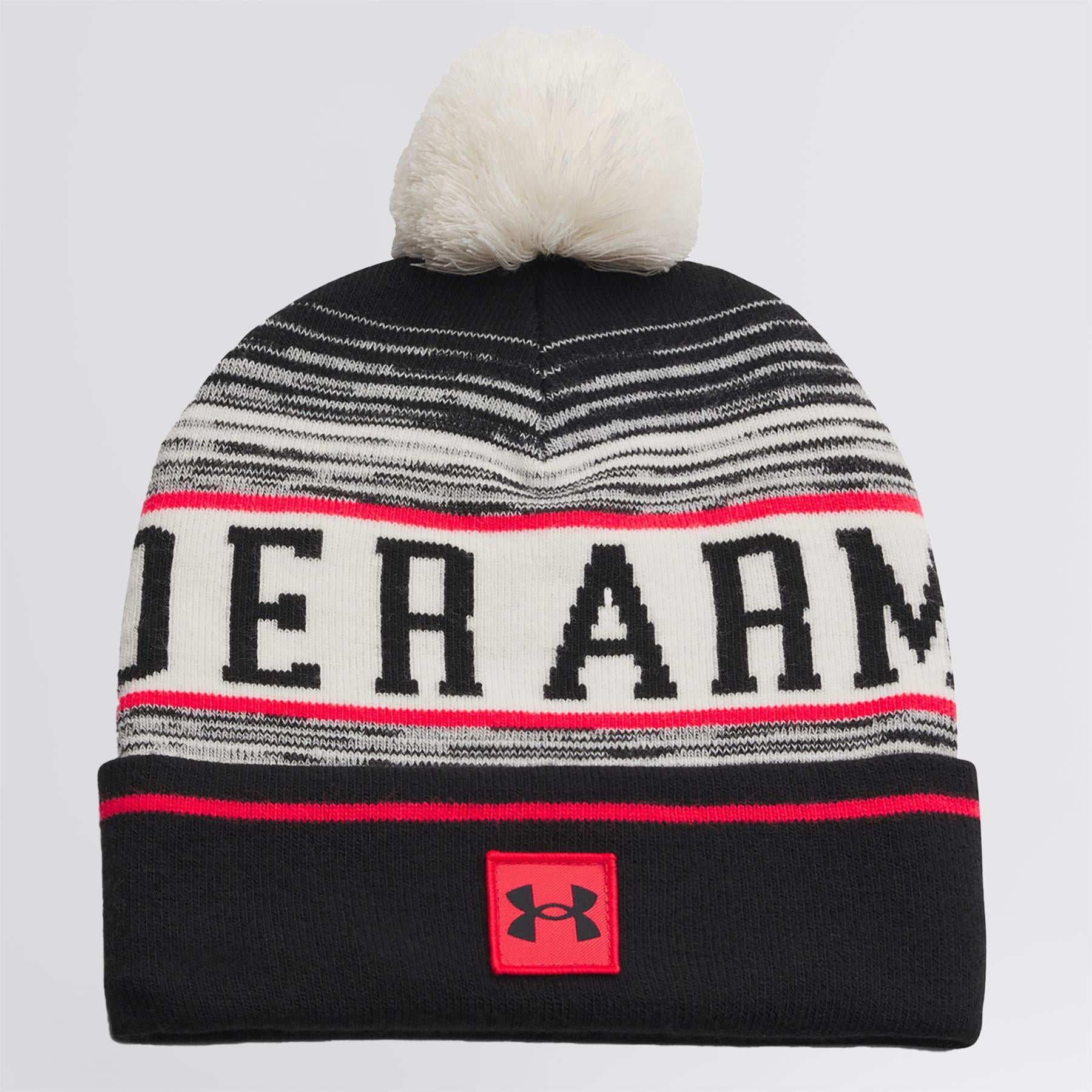 Halftime Pom Beanie Stone/Racer Red/Black