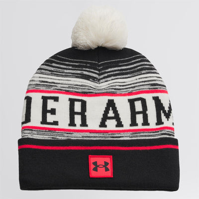 Halftime Pom Beanie Stone/Racer Red/Black