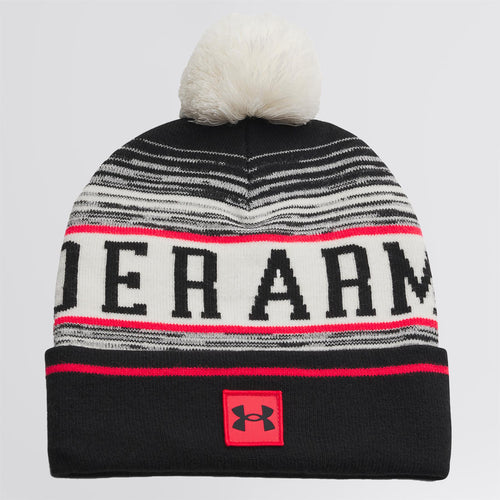 Halftime Pom Beanie Stone/Racer Red/Black