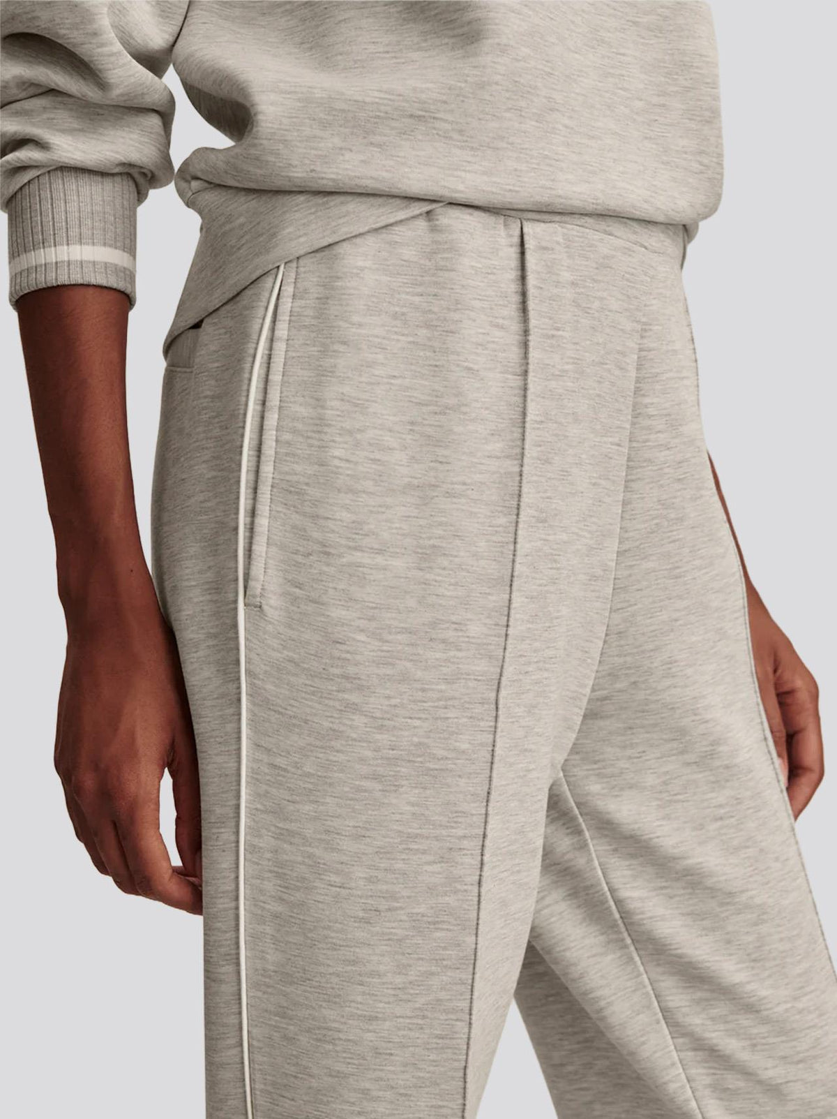 The Slim Pintuck 27.5 Inch Pants Light Grey Marl