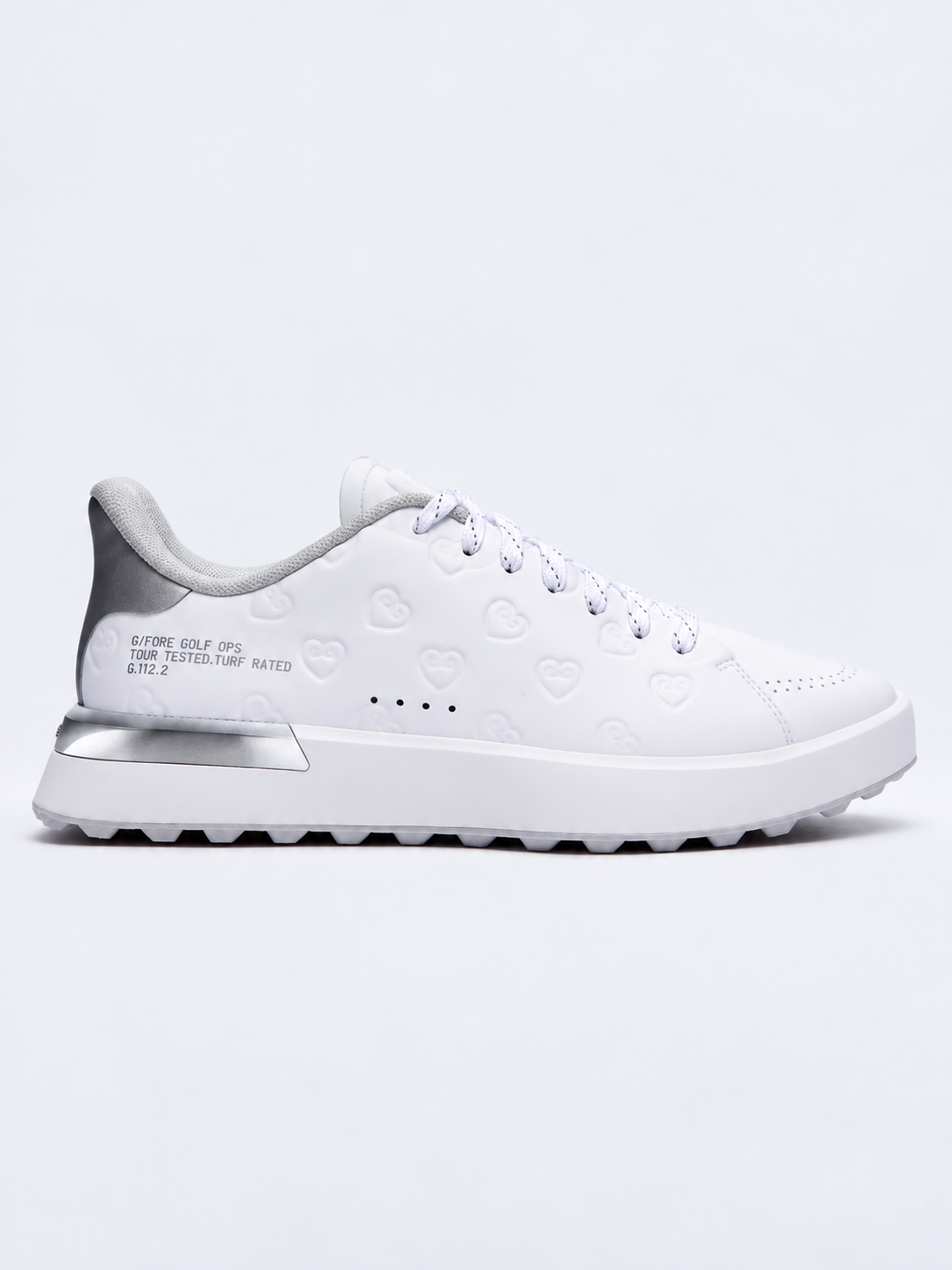 G.112 Embossed Heart G'S Spikeless Golf Shoes Snow/Silver