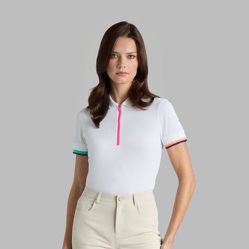 Tech Pique Quarter Zip Polo Snow/Twilight