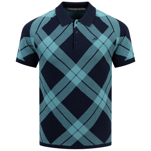 x Glenmuir Martin Knit Polo Tartan Teal - PS25