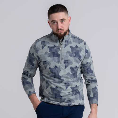 Go-To Printed Quarter Zip Mid Layer Silver Green