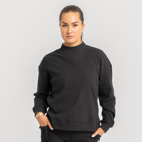 Womens Go-To Mock Neck Sweatshirt Black - AW24