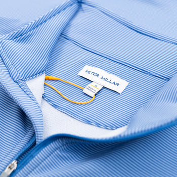Perth Sugar Stripe Performance Quarter Zip Sailor Blue