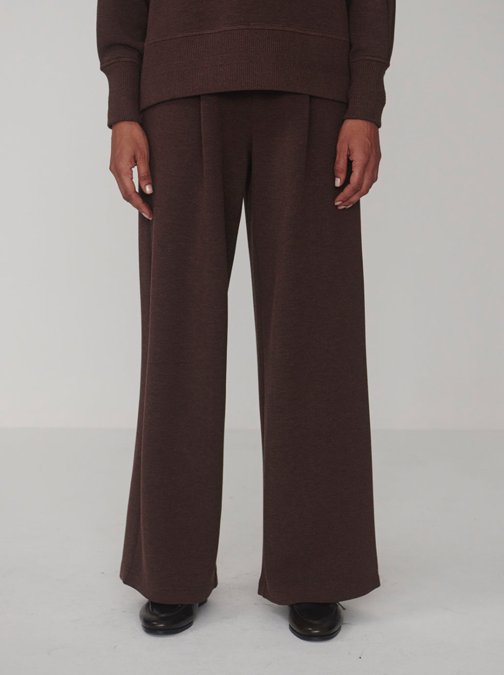 The Extra Wide Leg 29.5 Inch Trousers Coffee Bean Marl