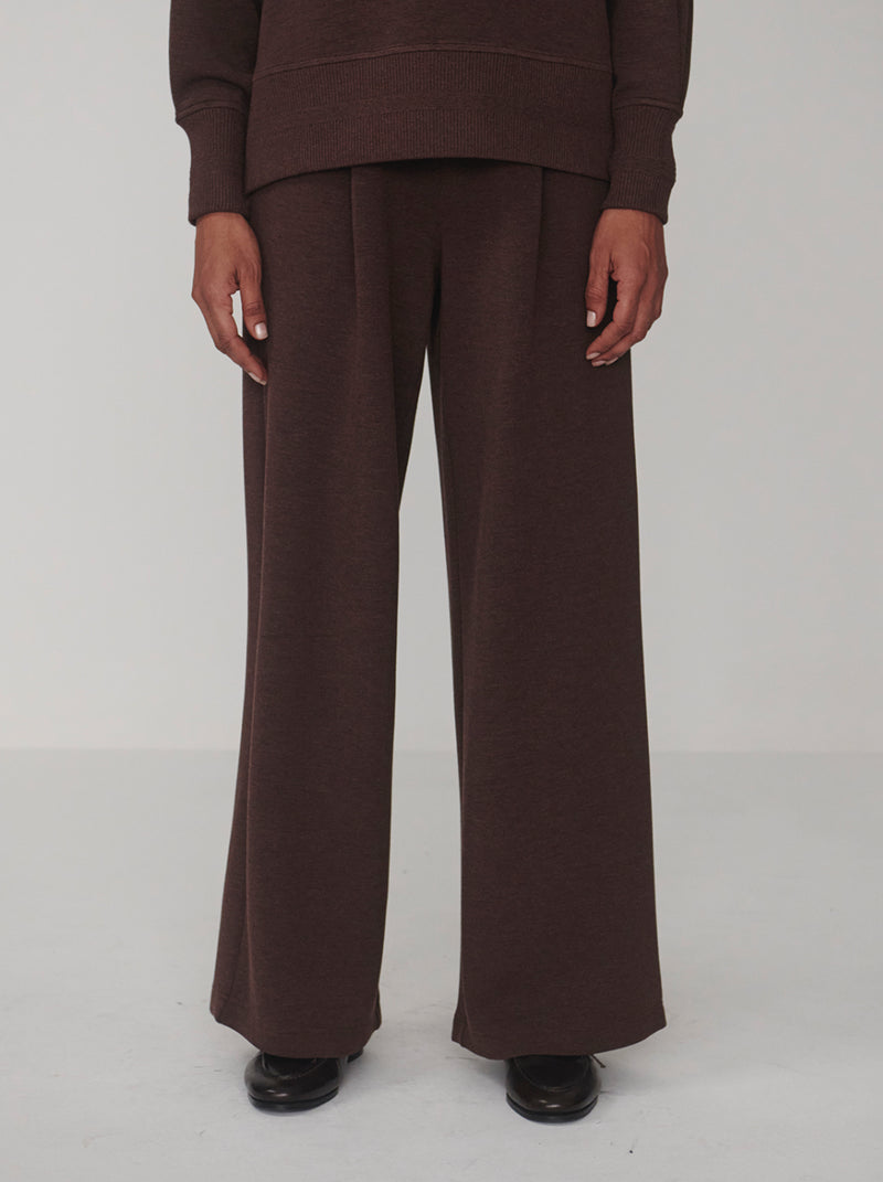 The Extra Wide Leg 29.5 Inch Trousers Coffee Bean Marl