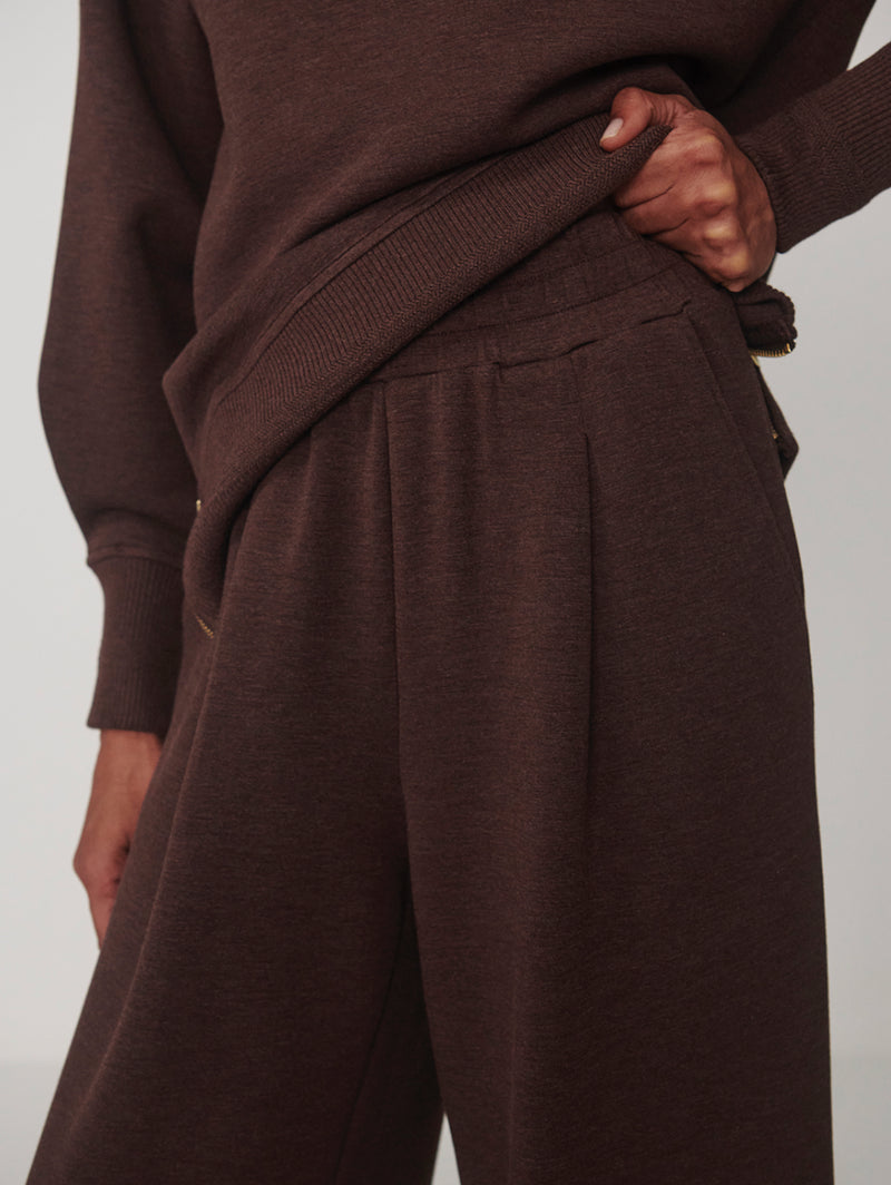 The Extra Wide Leg 29.5 Inch Trousers Coffee Bean Marl