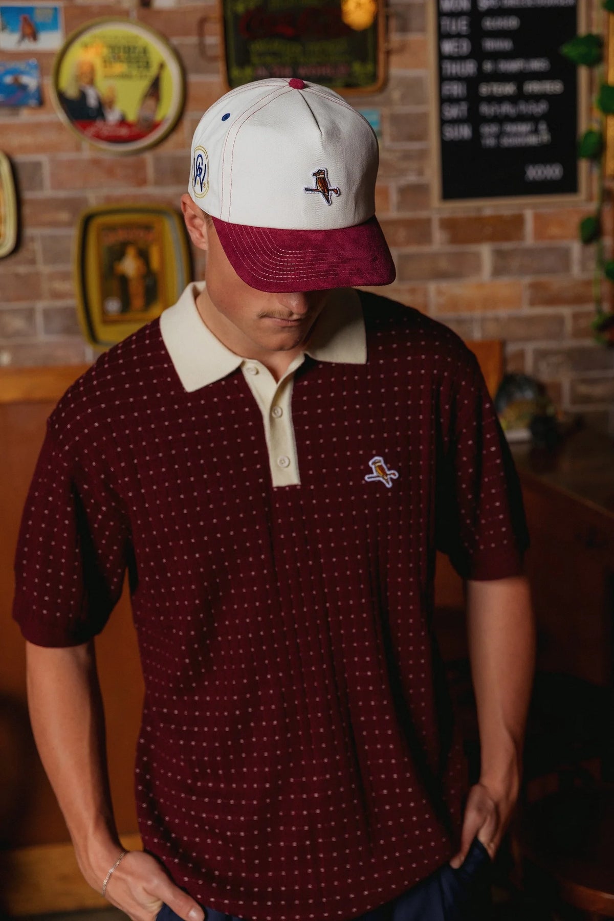 Knicked Knit Polo Merlot
