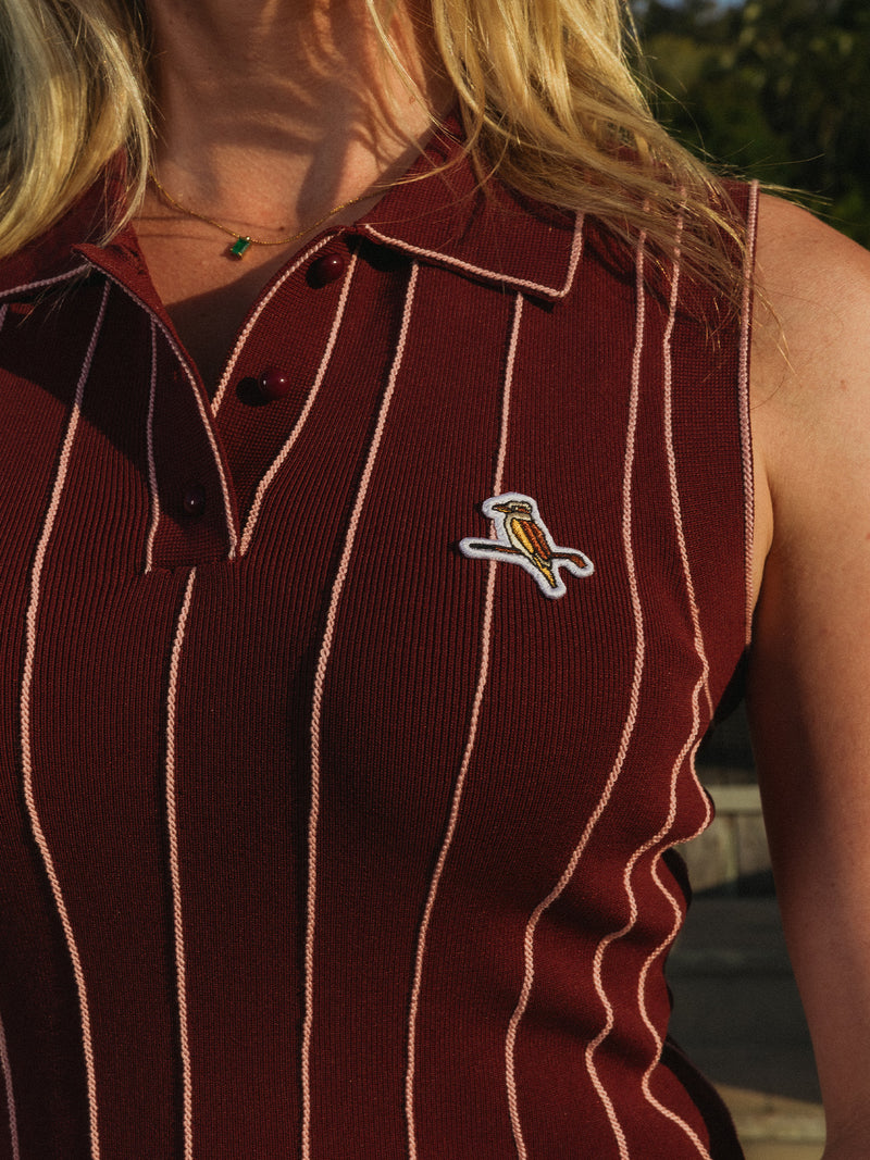Country Club Knit Dress Maroon/Pink