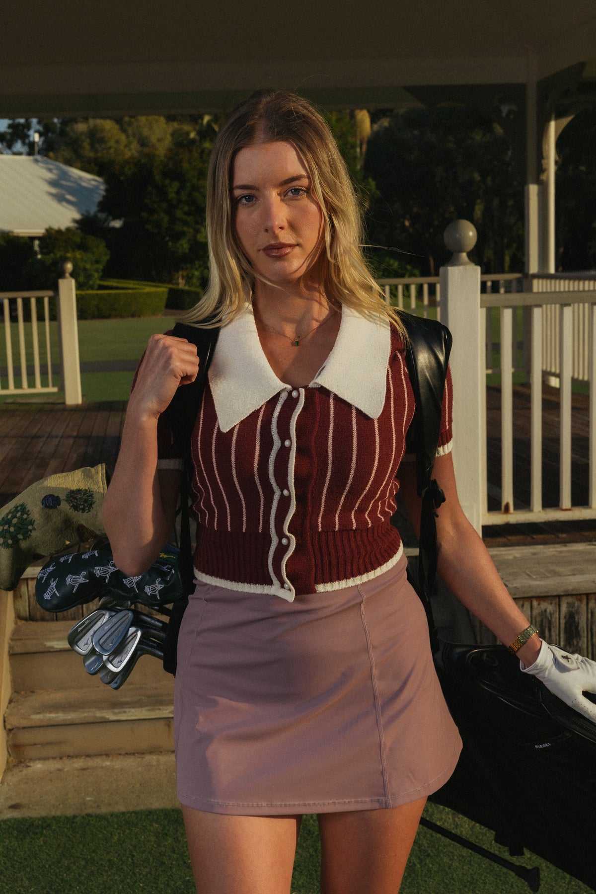 Riviera Knit Polo Maroon/Pink
