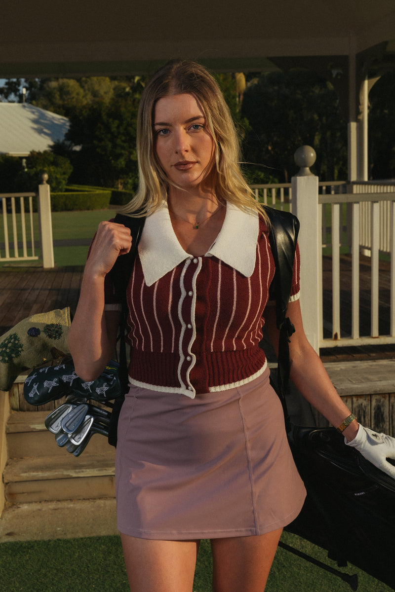 Riviera Knit Polo Maroon/Pink