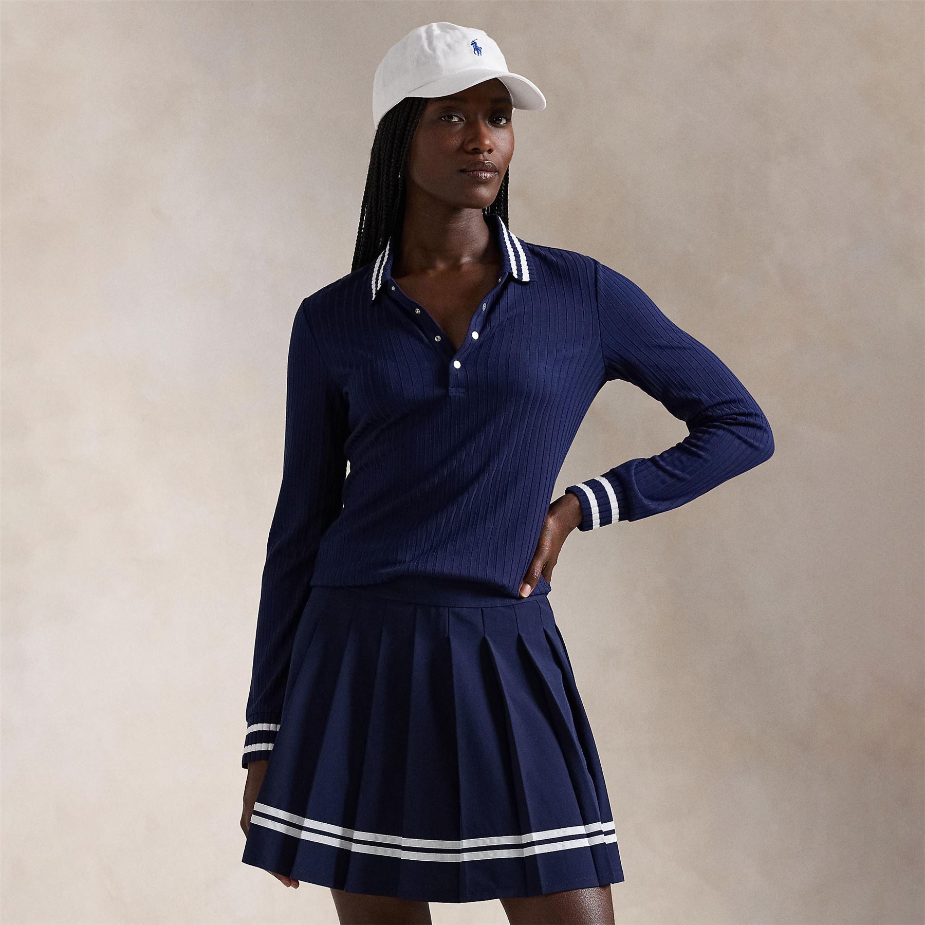 RLX LS Knitted Polo Refined Navy