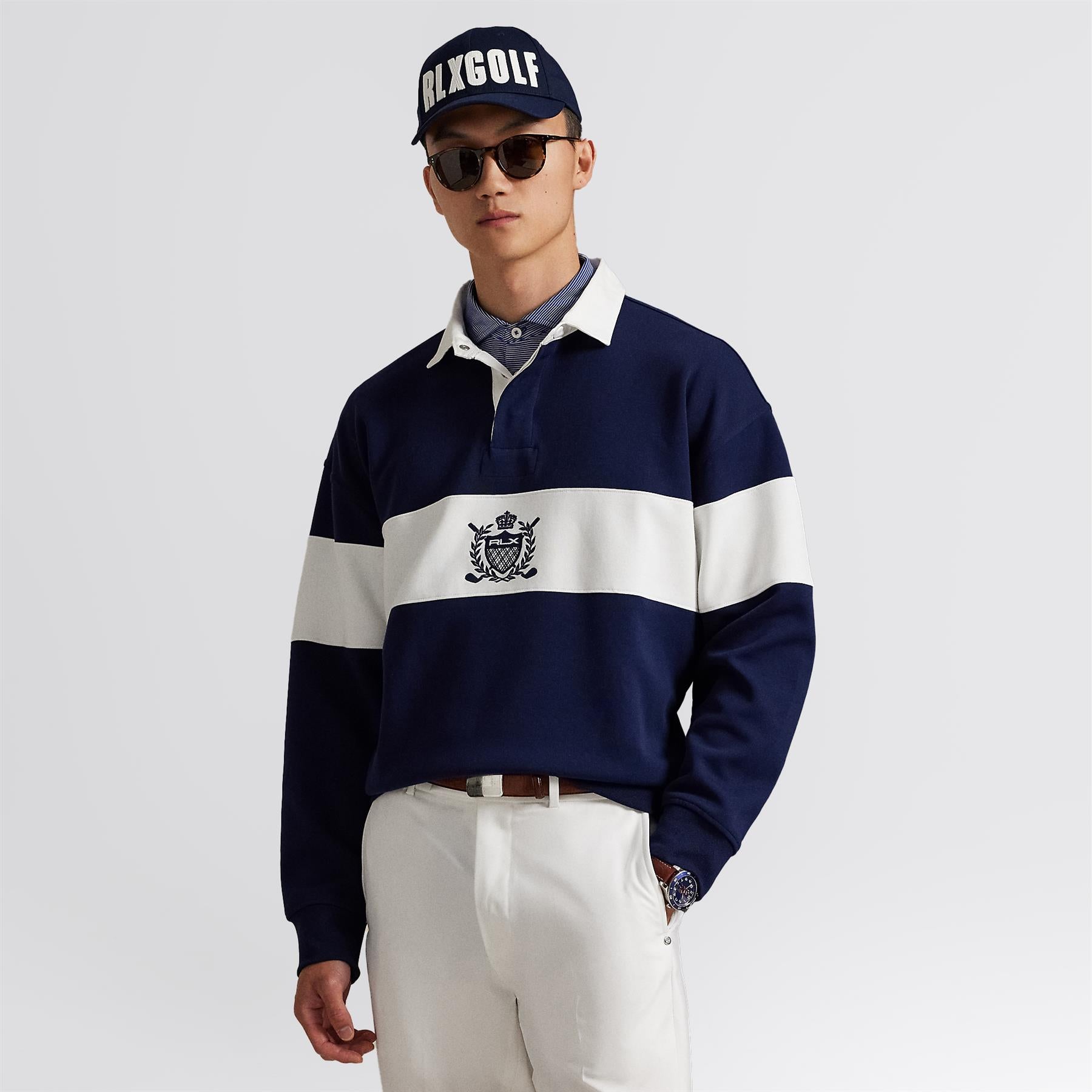 RLX Relaxed Fit Crest Rugby Sweatshirt Refined Navy/Ceramic White