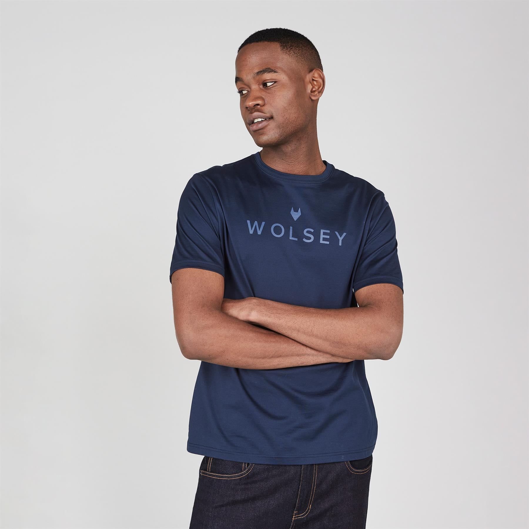 Logo Print Mercerised T-Shirt Navy