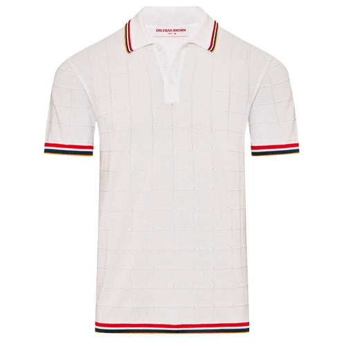 Maranon Pointelle Tipping Knitted Polo White - SU23