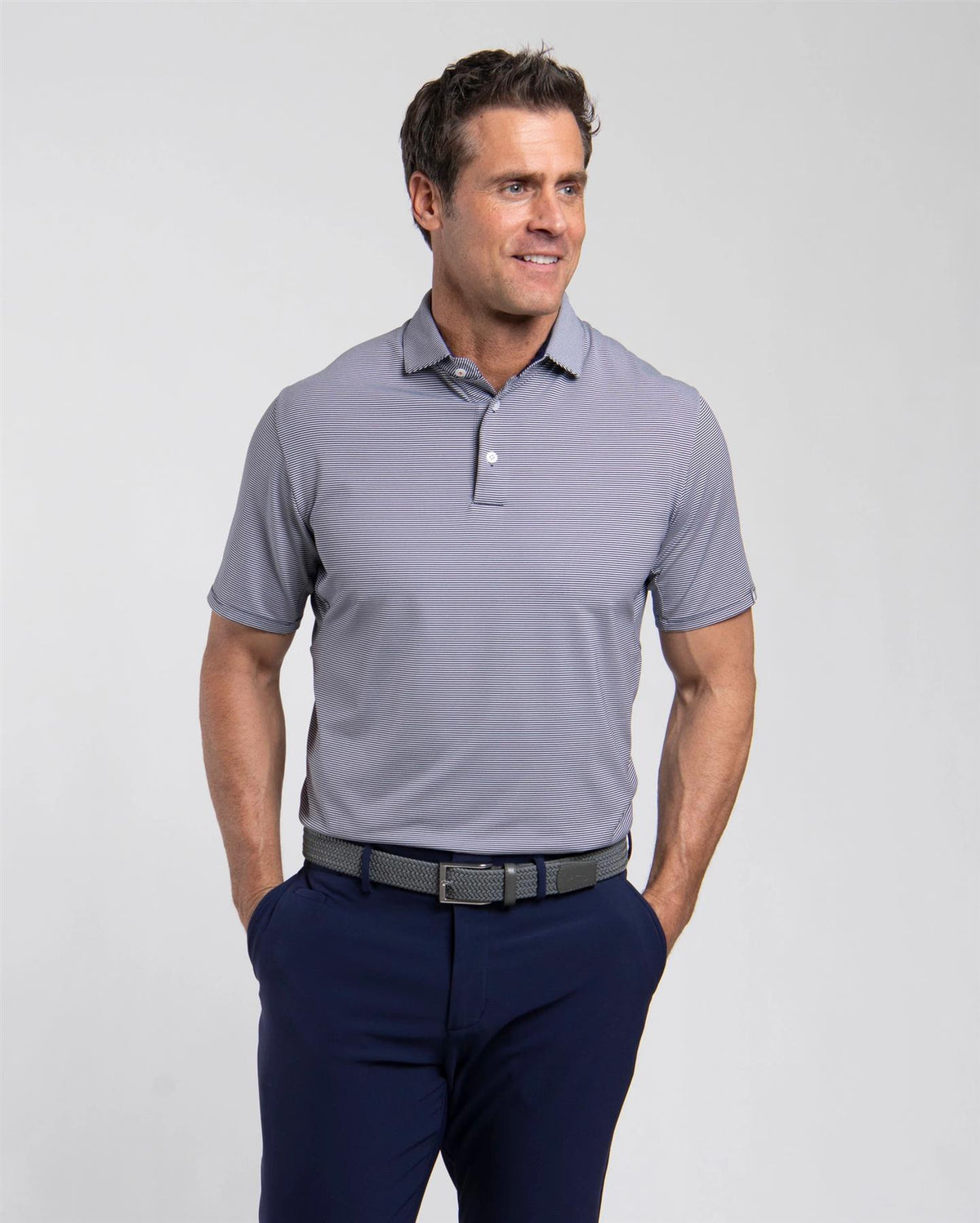 Soren Stripe Polo Atlanta Blue/White