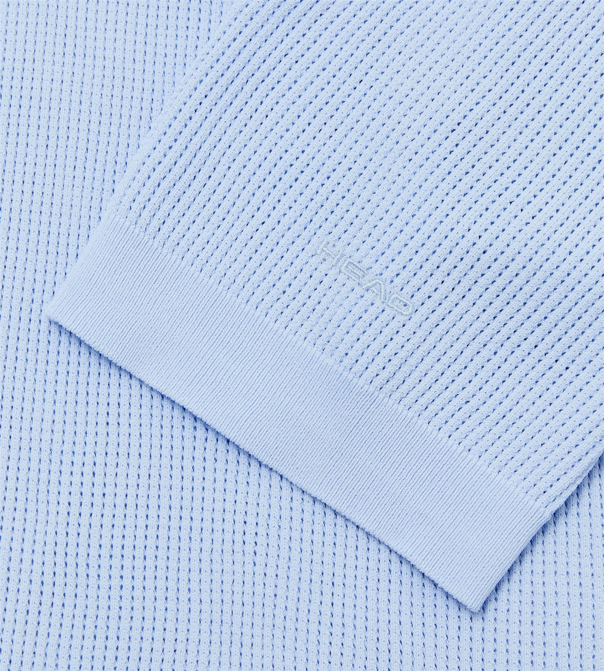 Pointelle Knit V-Neck Polo Dusty Blue