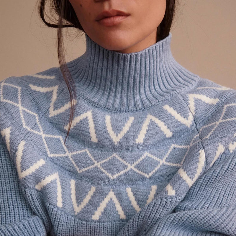Marcie Fairisle Yoke Knit Sweater Glacier Blue